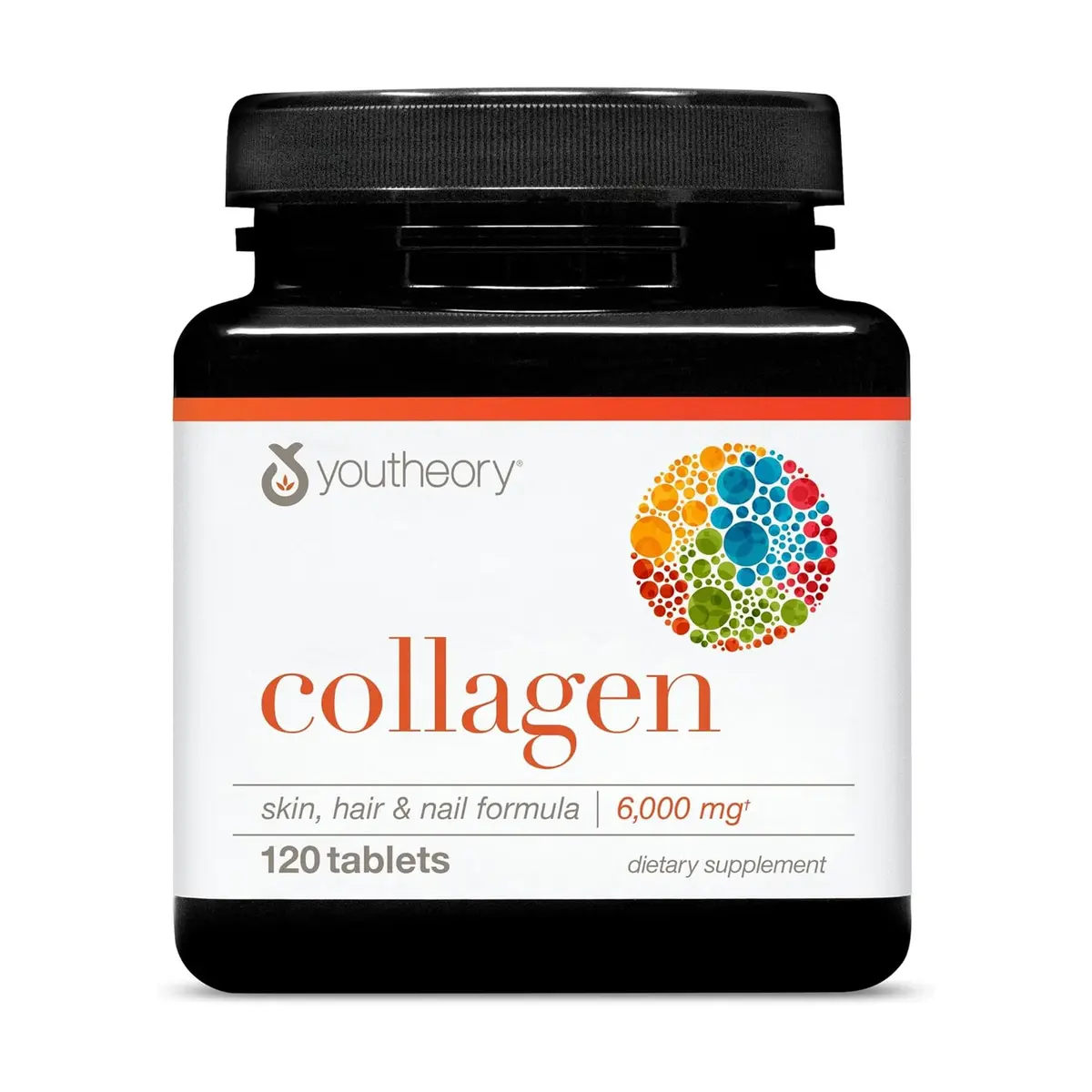 Youtheory Advanced Collagen 6,000 mg | Hydrolyzed Collagen Peptides & Vitamin C for Hair, Nails & Joints, 120 Tablets - main product image