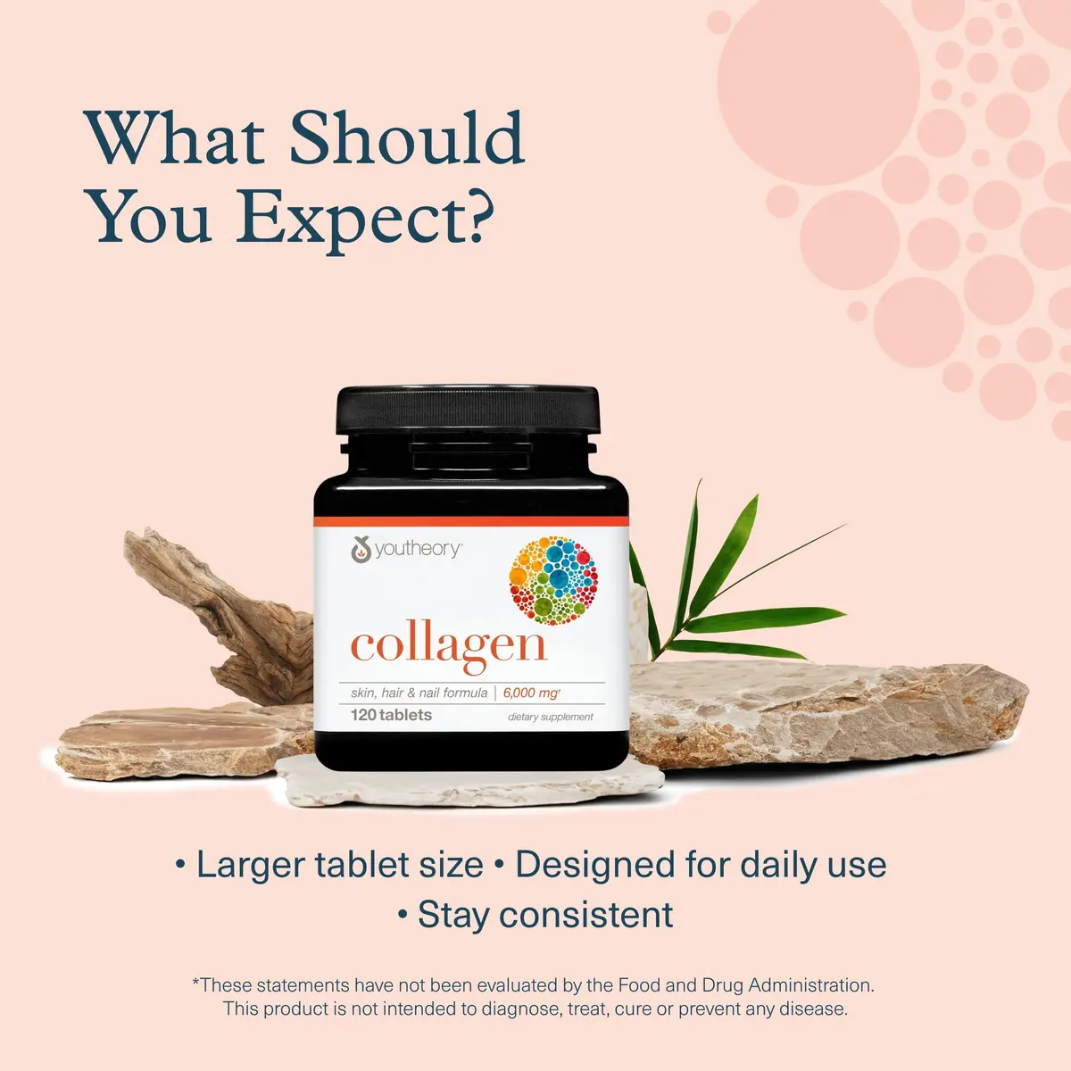 Youtheory Advanced Collagen 6,000 mg | Hydrolyzed Collagen Peptides & Vitamin C for Hair, Nails & Joints, 120 Tablets - view 8