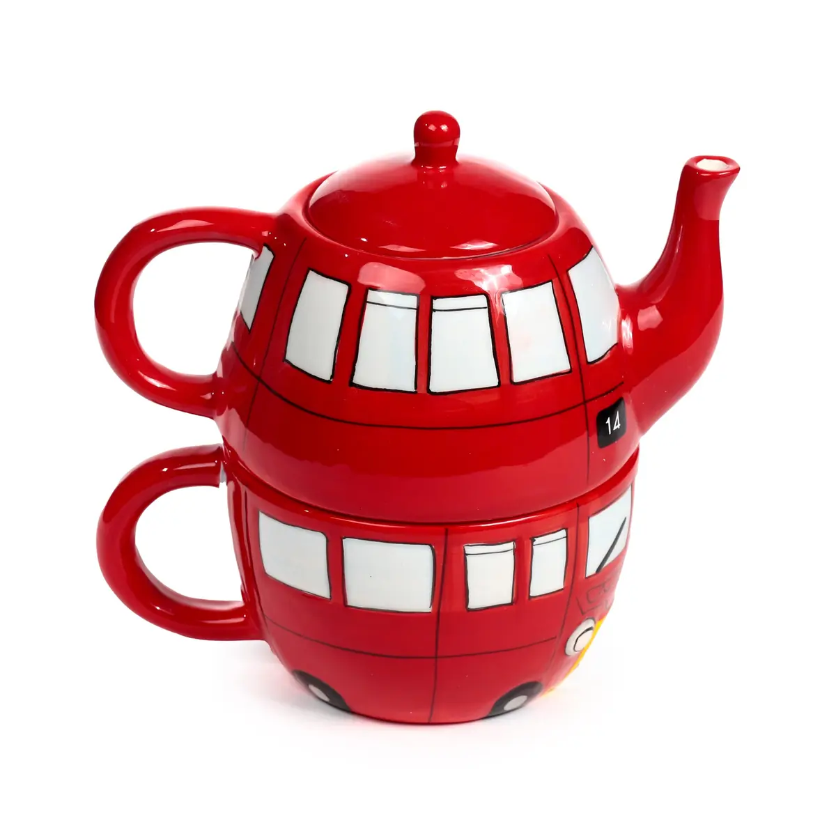 Puckator Routemaster Red Bus Tea for One Set, Ceramic, Mixed, Total Height 17cm | London Bus Tea Cup & Pot - view 5