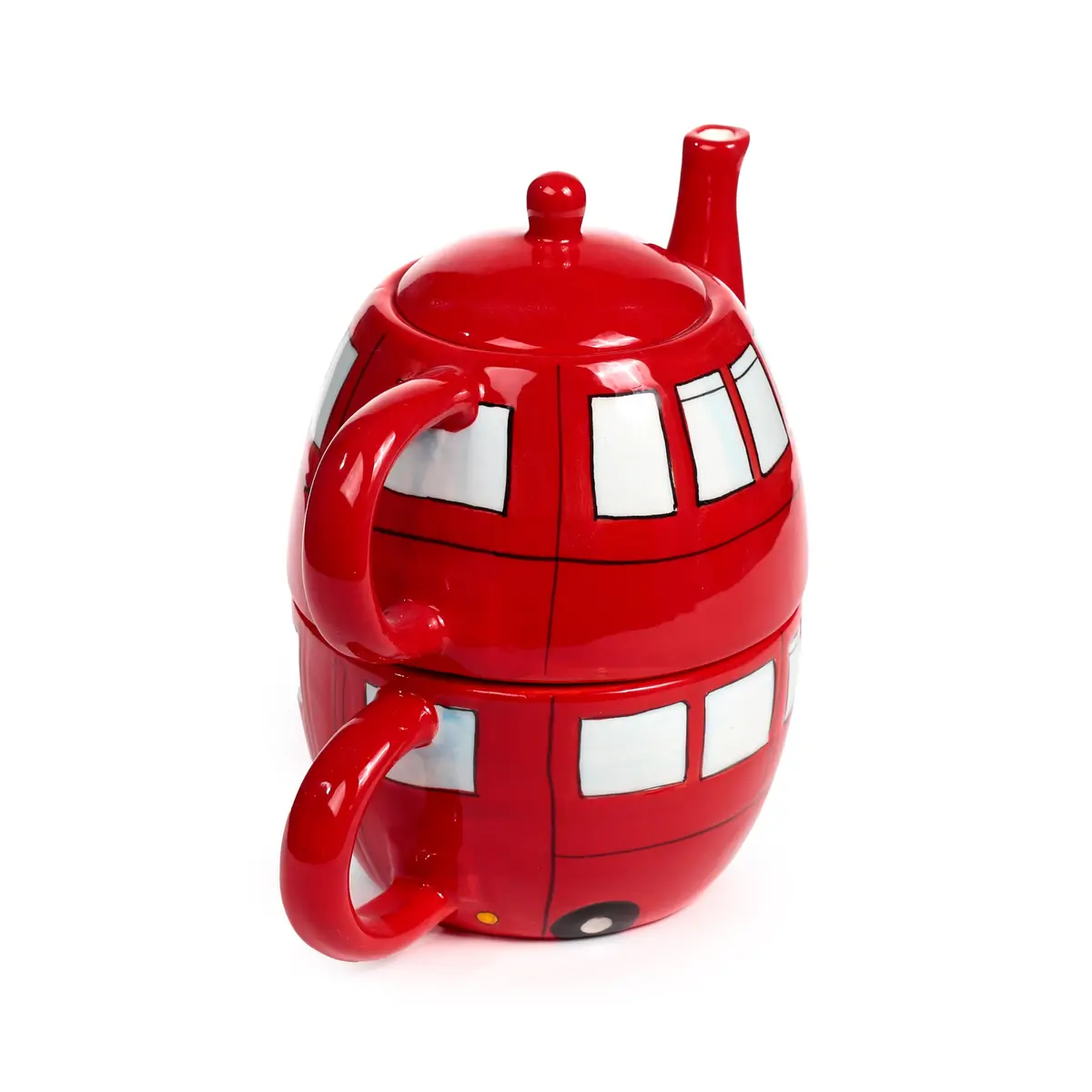 Puckator Routemaster Red Bus Tea for One Set, Ceramic, Mixed, Total Height 17cm | London Bus Tea Cup & Pot - view 6