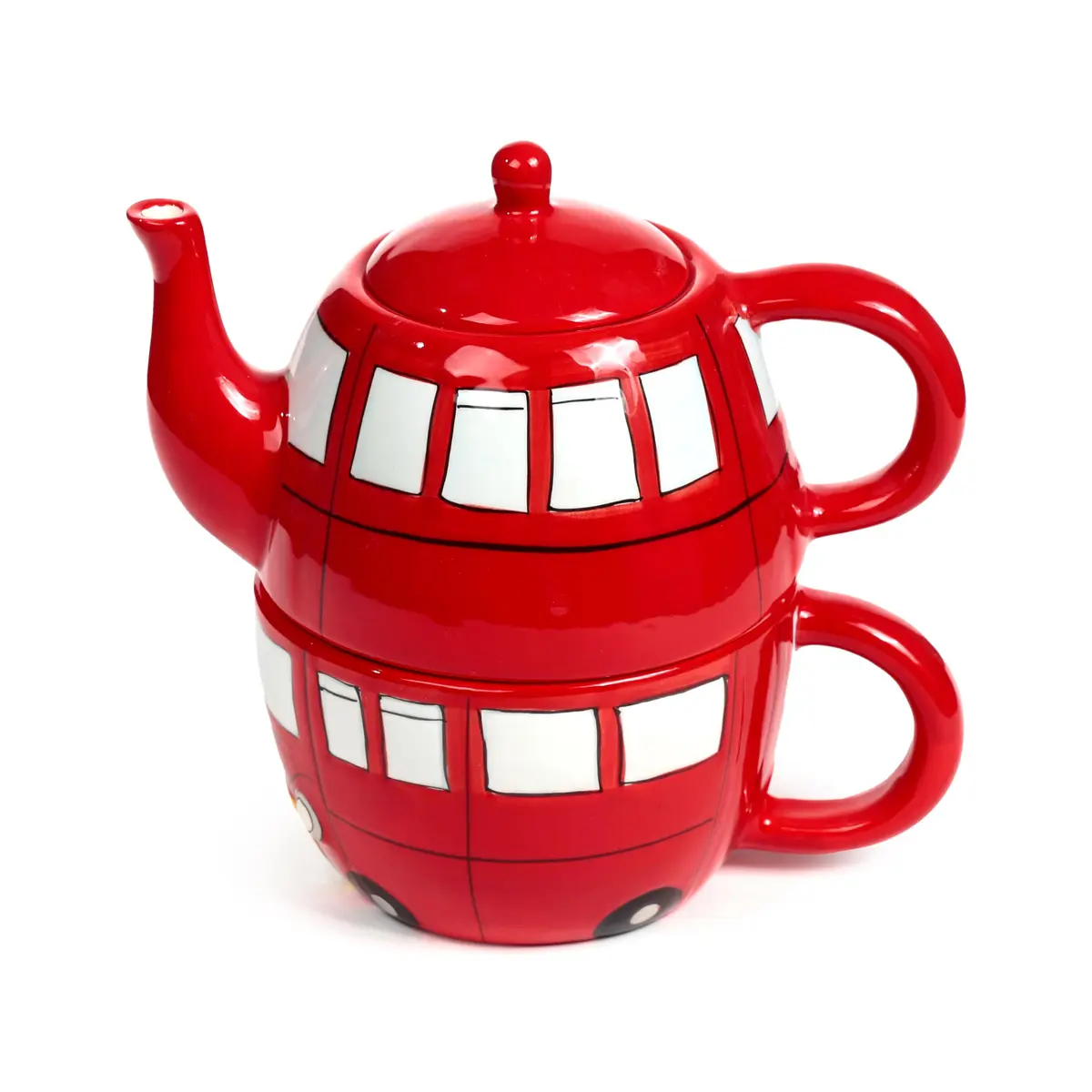 Puckator Routemaster Red Bus Tea for One Set, Ceramic, Mixed, Total Height 17cm | London Bus Tea Cup & Pot - view 7