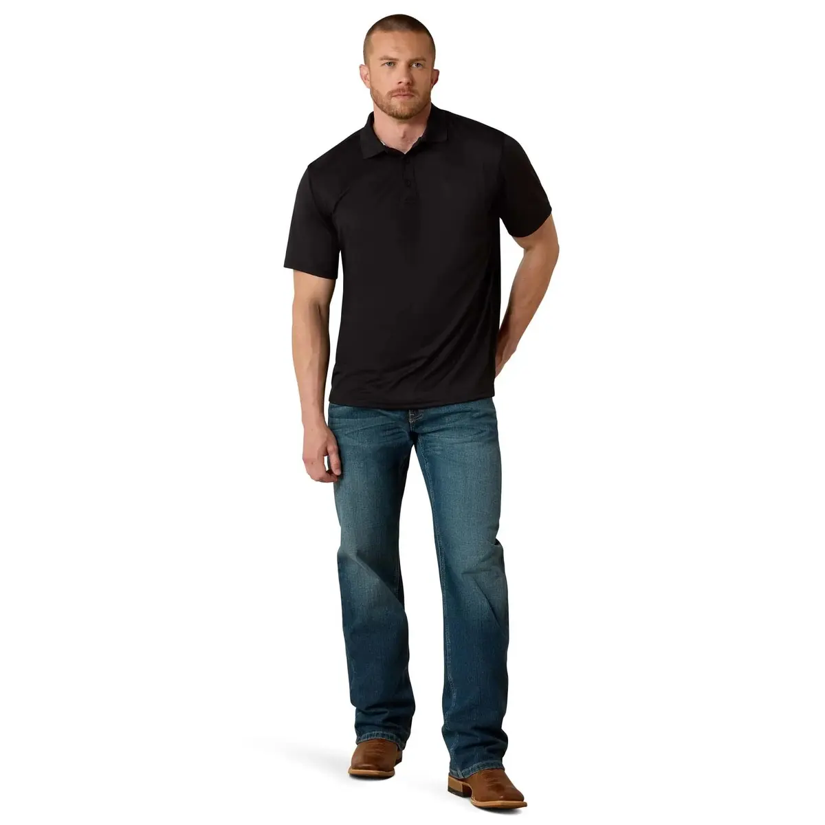 ARIAT Men’s TEK Polo Shirt Black | Moisture-Wicking, UV Protection, Breathable Polyester - view 3