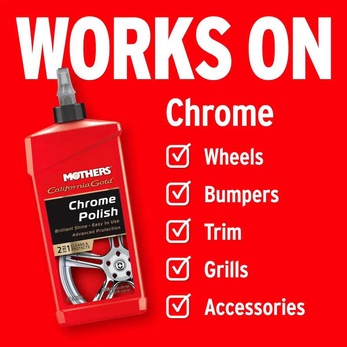 Mothers California Gold Chrome Polish 12 oz | Deep Cleans & Protects Chrome & Glass - view 5