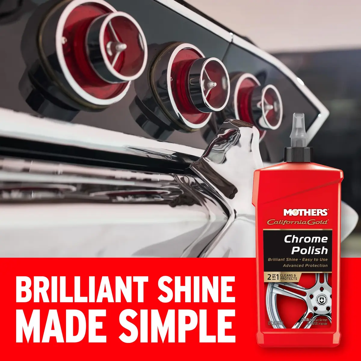 Mothers California Gold Chrome Polish 12 oz | Deep Cleans & Protects Chrome & Glass - view 2