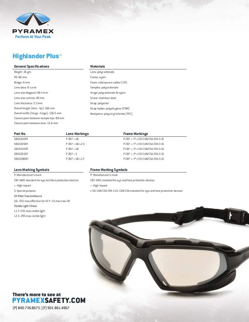 Pyramex Highlander XP Safety Glasses, Black/Gray Frame, Amber Anti-Fog Lens (1 Pair) - view 6