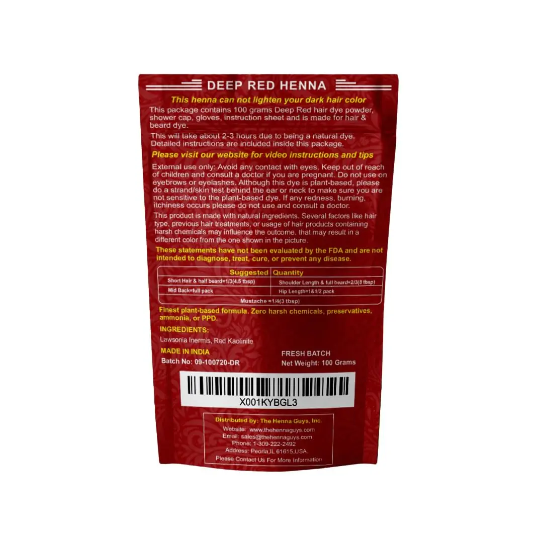 The Henna Guys Deep Red Henna Hair & Beard Color 100g | Natural Plant-Based Hair Dye - view 10