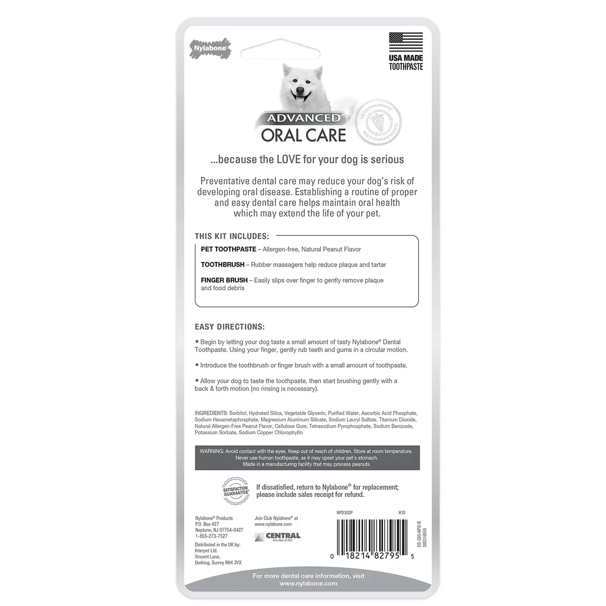Nylabone Advanced Oral Care Natural Dog Dental Kit Peanut Flavor 2.5 oz (74ml) | Vet Recommended for Healthy Teeth & Gums - view 6