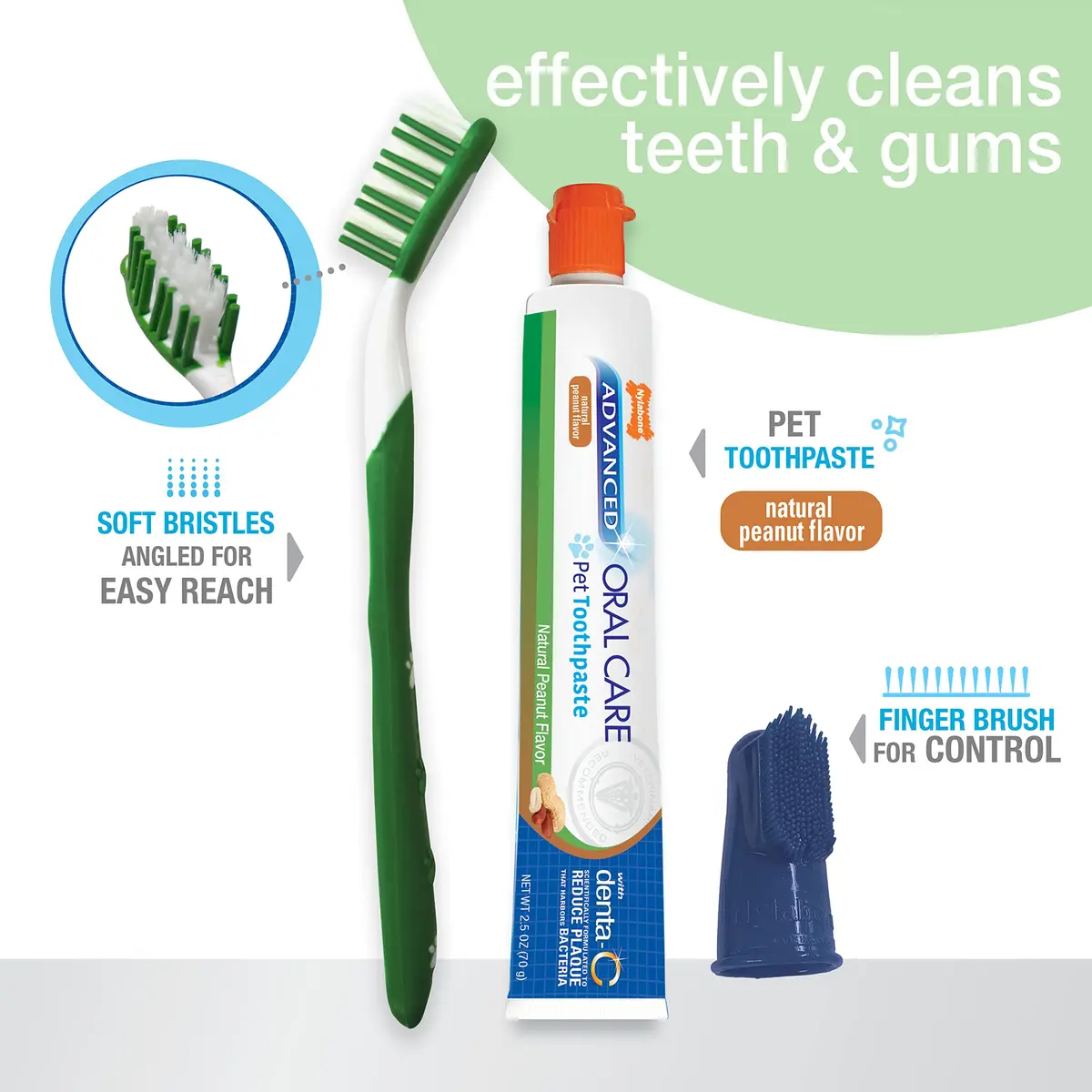 Nylabone Advanced Oral Care Natural Dog Dental Kit Peanut Flavor 2.5 oz (74ml) | Vet Recommended for Healthy Teeth & Gums - view 2