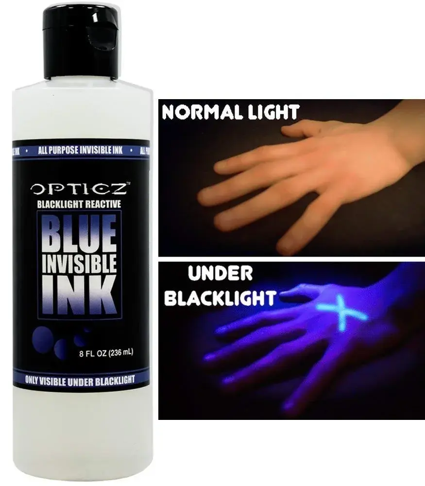 Opticz Blue UV Blacklight Reactive Security Ink 236ml (8 fl oz) | Invisible Ink for Security & Events - main product image