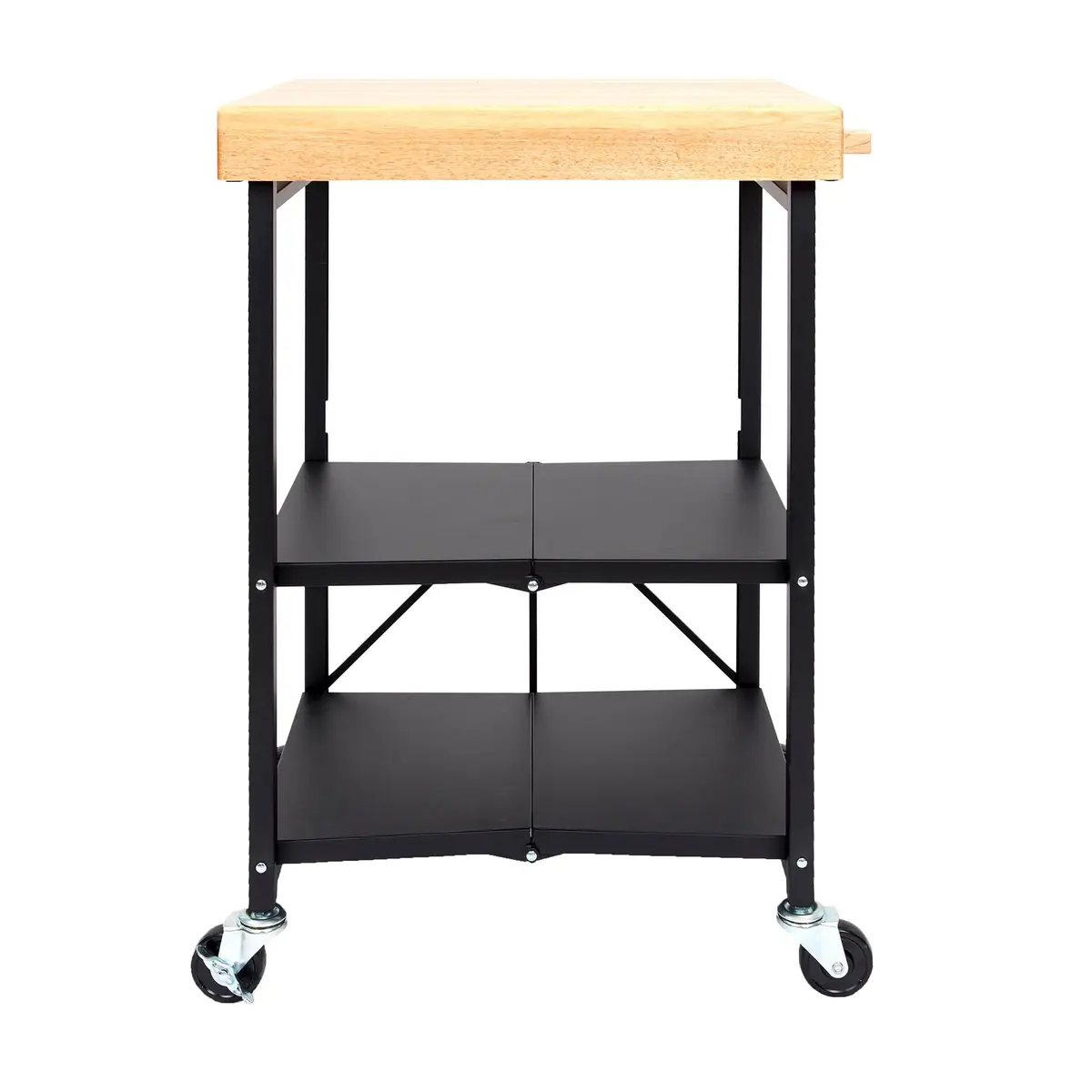 Origami RBT Series Steel-Frame Folding Kitchen Cart with Wheels, 3-Tier Shelves, Black – 200 lbs Capacity, Pre-Assembled, Portable for Indoor & Outdoor Use - view 7
