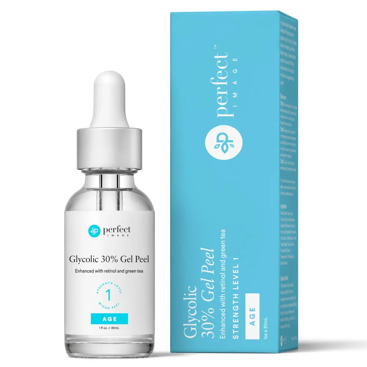 Perfect Image Glycolic Acid 30% Gel Peel with Retinol & Green Tea, 30mL | Professional Chemical Exfoliant for All Skin Types - main product image