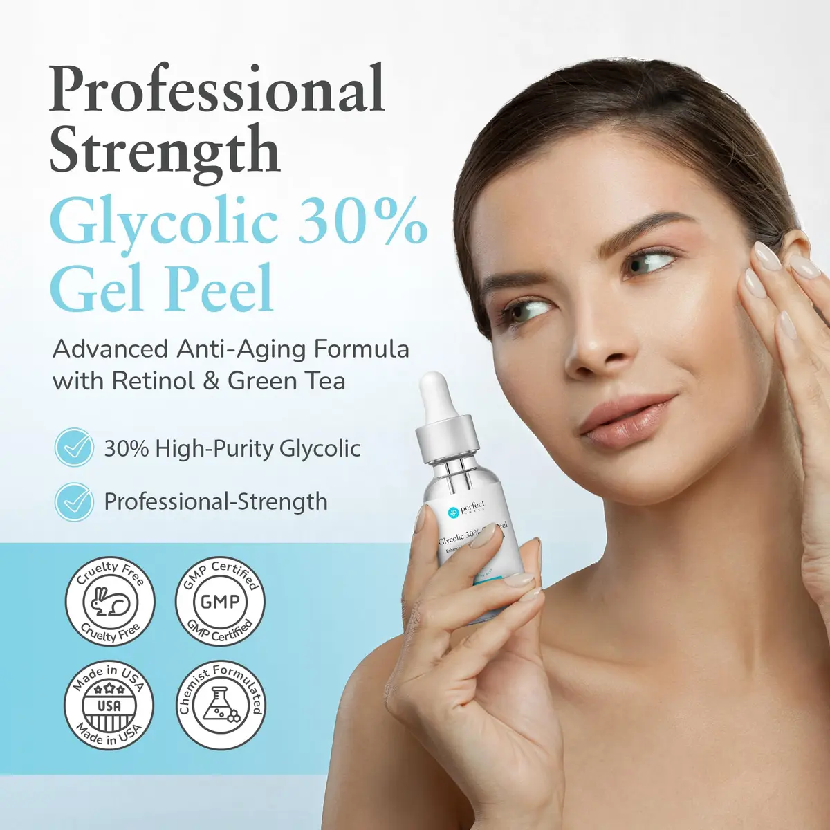 Perfect Image Glycolic Acid 30% Gel Peel with Retinol & Green Tea, 30mL | Professional Chemical Exfoliant for All Skin Types - view 2