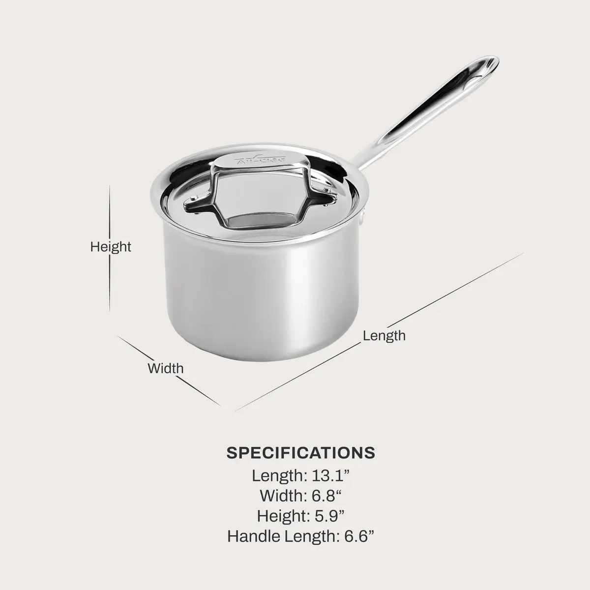 All-Clad D5 Stainless Steel 2 Qt Sauce Pan with Lid | Made in USA, Even Heat, Durable, Induction Safe - view 2