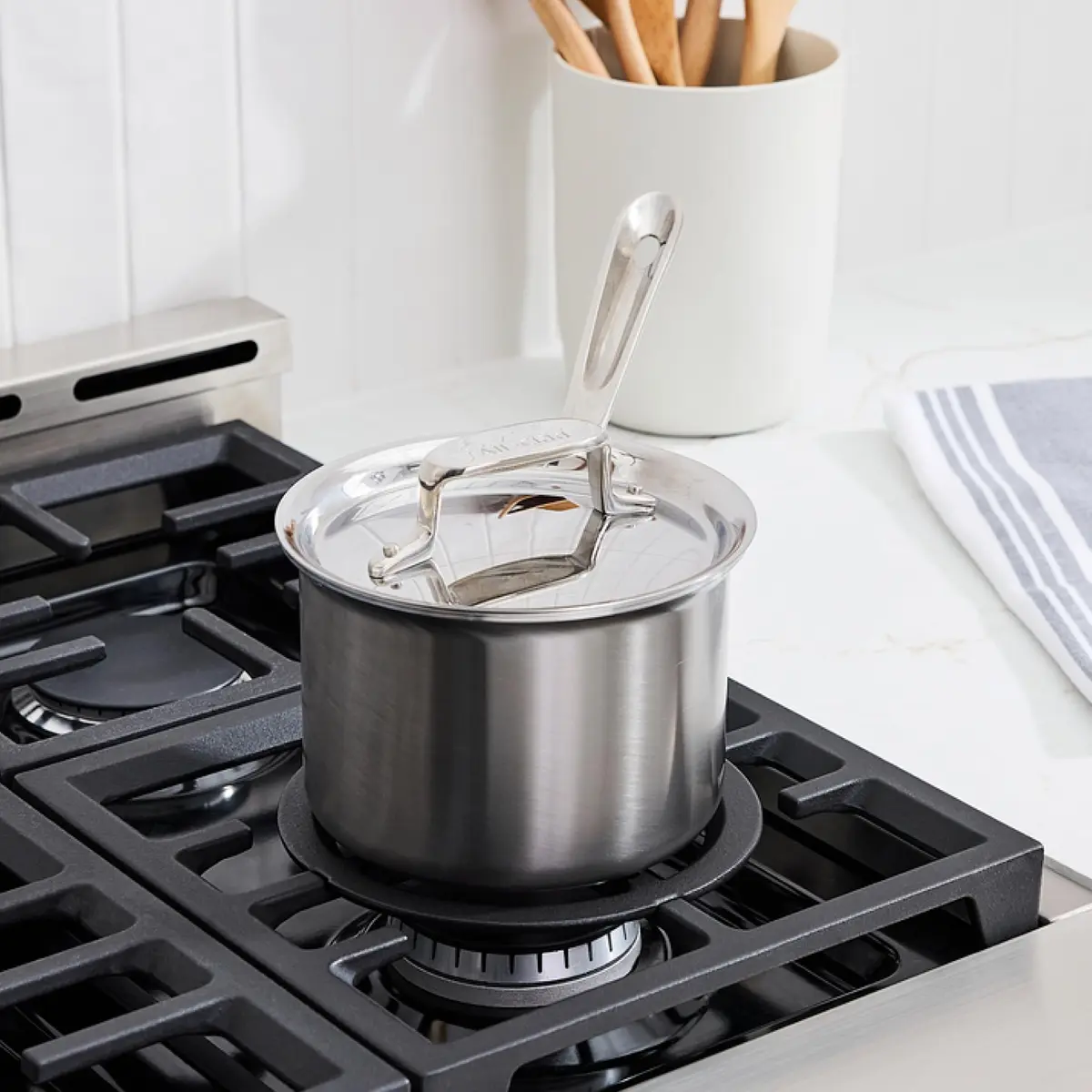 All-Clad D5 Stainless Steel 2 Qt Sauce Pan with Lid | Made in USA, Even Heat, Durable, Induction Safe - view 4