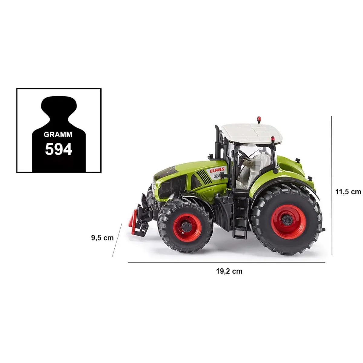 Siku Farmer Claas Axion 950 Tractor 1:32 Scale | Metal & Plastic Green Toy - view 5