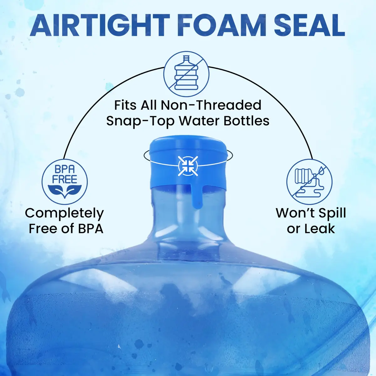 Water Bargain 3 & 5 Gallon Water Jug Caps - 10 Pack, USA Made | Spill-Proof, Airtight, Reusable - view 2