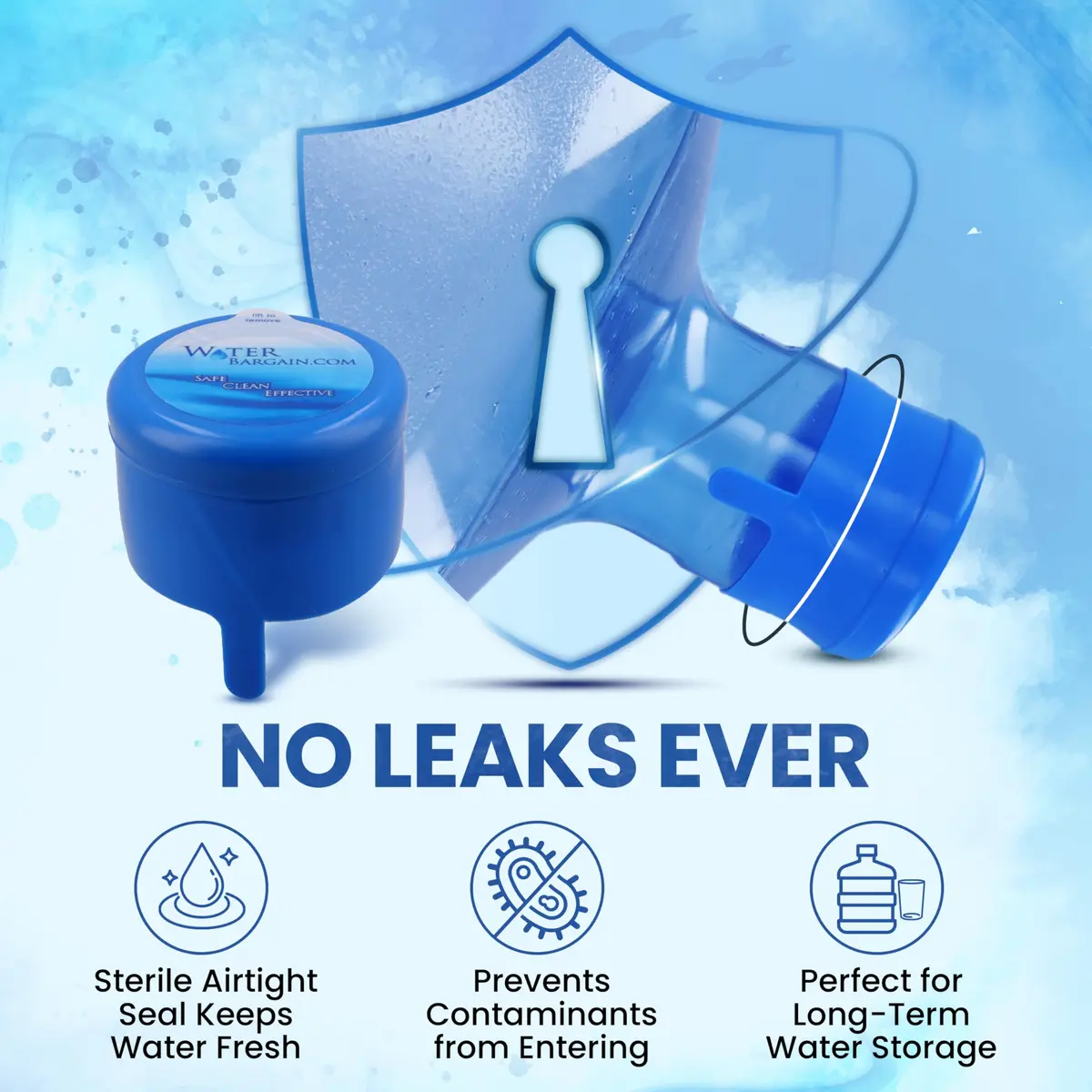 Water Bargain 3 & 5 Gallon Water Jug Caps - 10 Pack, USA Made | Spill-Proof, Airtight, Reusable - view 3