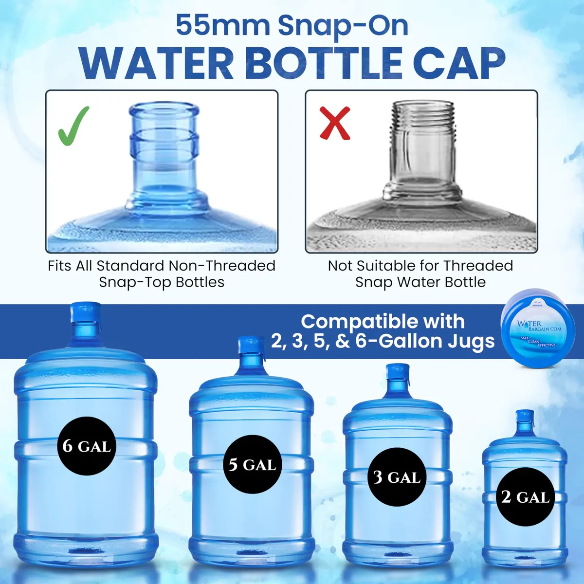 Water Bargain 3 & 5 Gallon Water Jug Caps - 10 Pack, USA Made | Spill-Proof, Airtight, Reusable - view 4