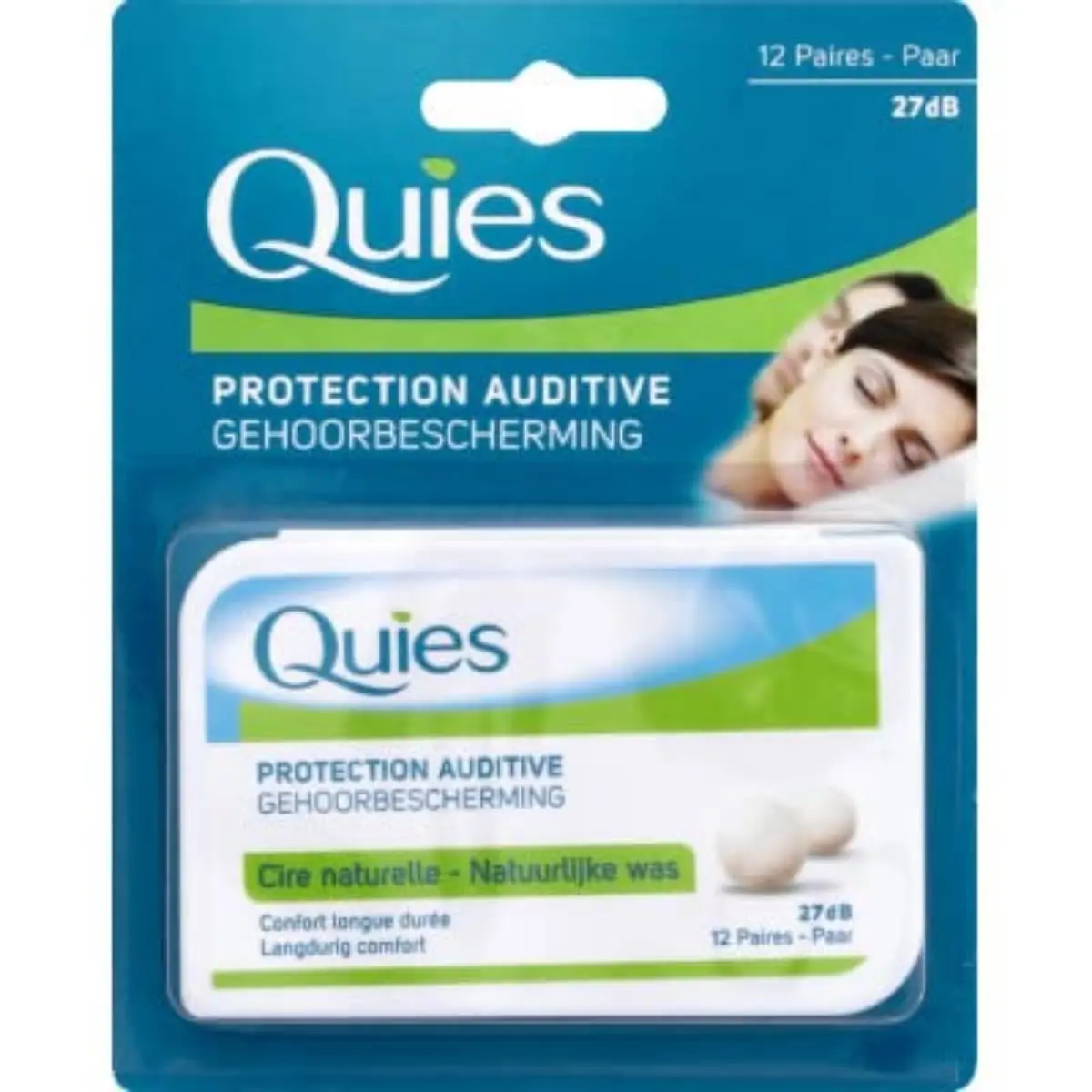 Quies Wax Ear Plugs - 12 pairs | Noise Reduction - 27 dB, Hygienic, Hypoallergenic - main product image