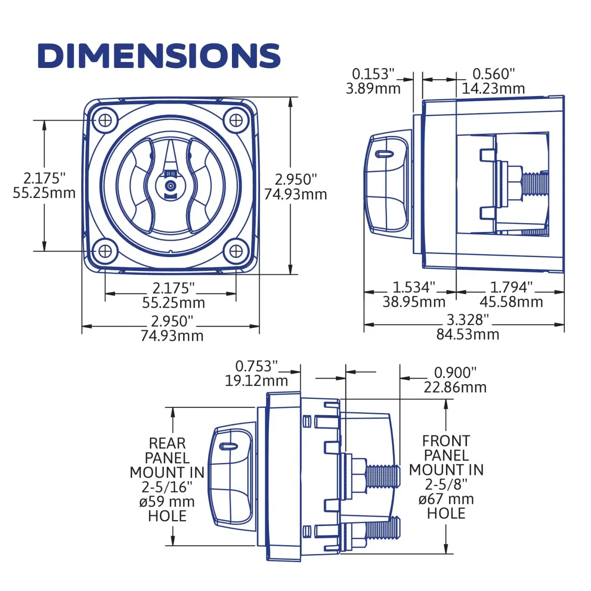 Blue Sea Systems 4-Position Mini Selector Battery Switch, Black | Ignition Protected for Marine Use - view 6