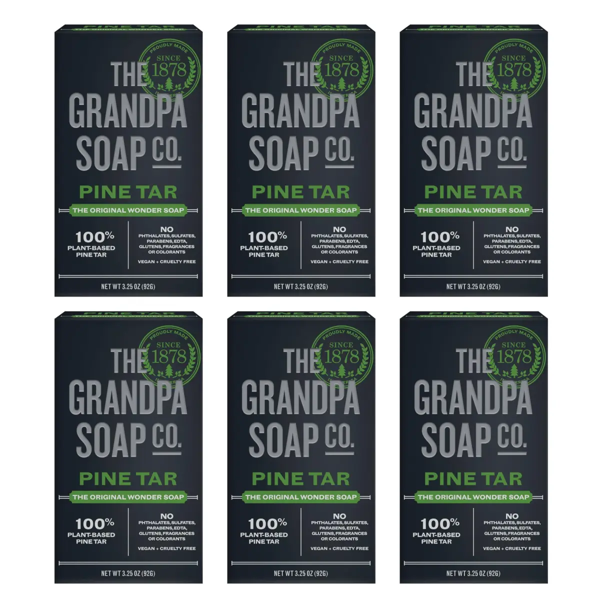Grandpa's Pine Tar Bar Soap 195 oz (554 g) | 3-in-1 Cleanser Deodorizer Moisturizer for Sensitive Skin - main product image