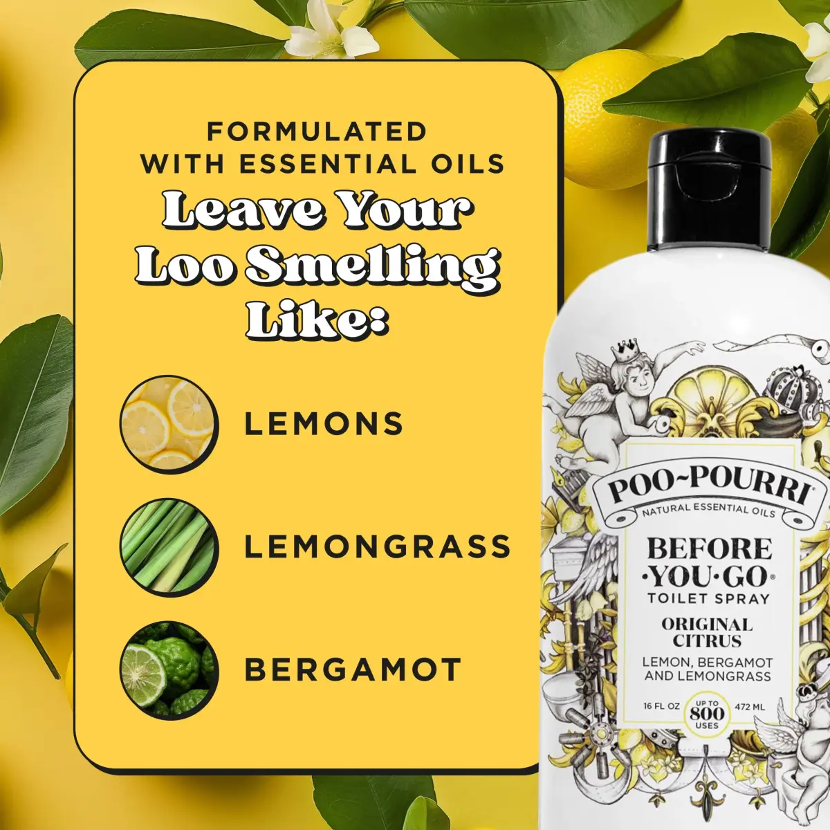 Poo-Pourri Before-You-Go Toilet Spray Refill, Original Citrus 473ml (16 Fl Oz) | Traps Odor Before It Begins - view 5