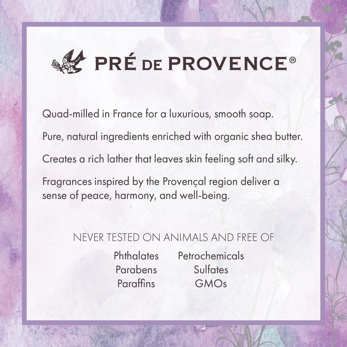 Pre de Provence Shea Butter French Moisturizing Soap Bar, Lavender | Long Lasting Rich Lather, Quad Milled, 5.3 Oz - view 9