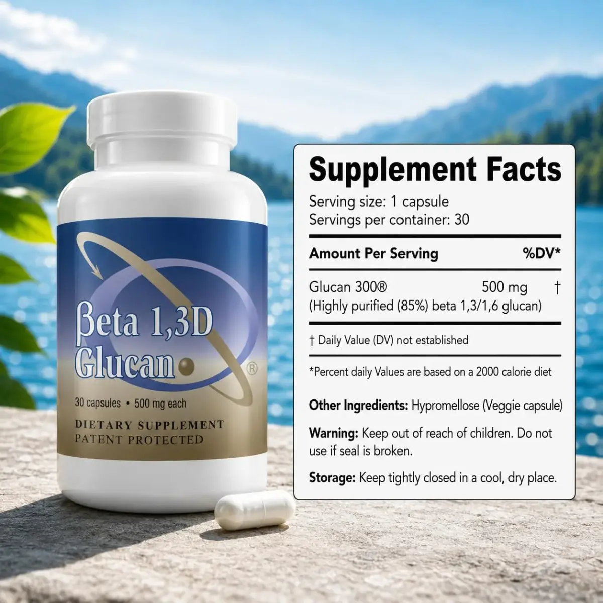 Transfer Point Beta 1,3D Glucan Immune Support Supplement 500 mg (30 Count) - view 3