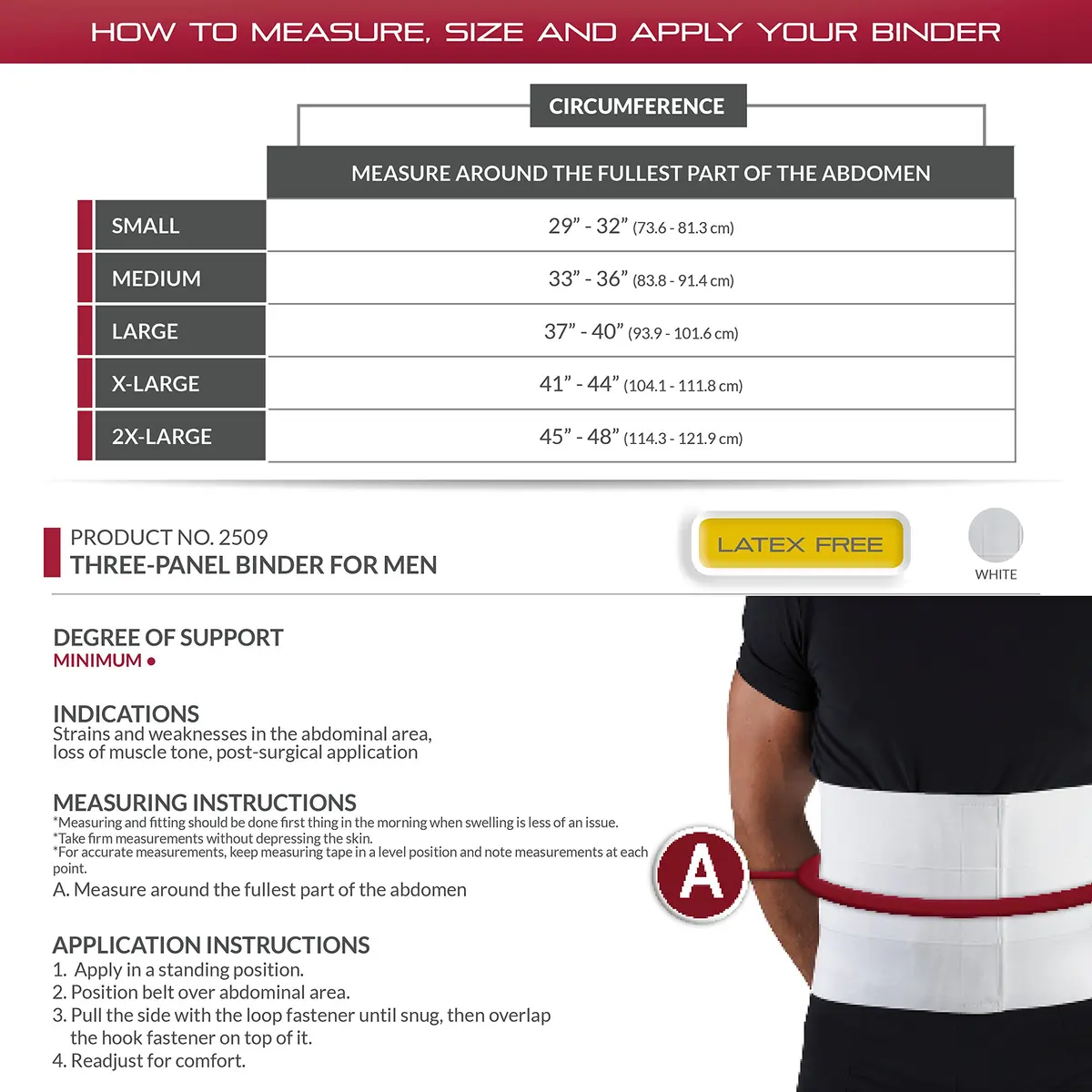 OTC Abdominal Binder for Men, Three-Panel Body, 9-Inch Elastic | Post-Surgical Support & Full-Length Comfort - view 2