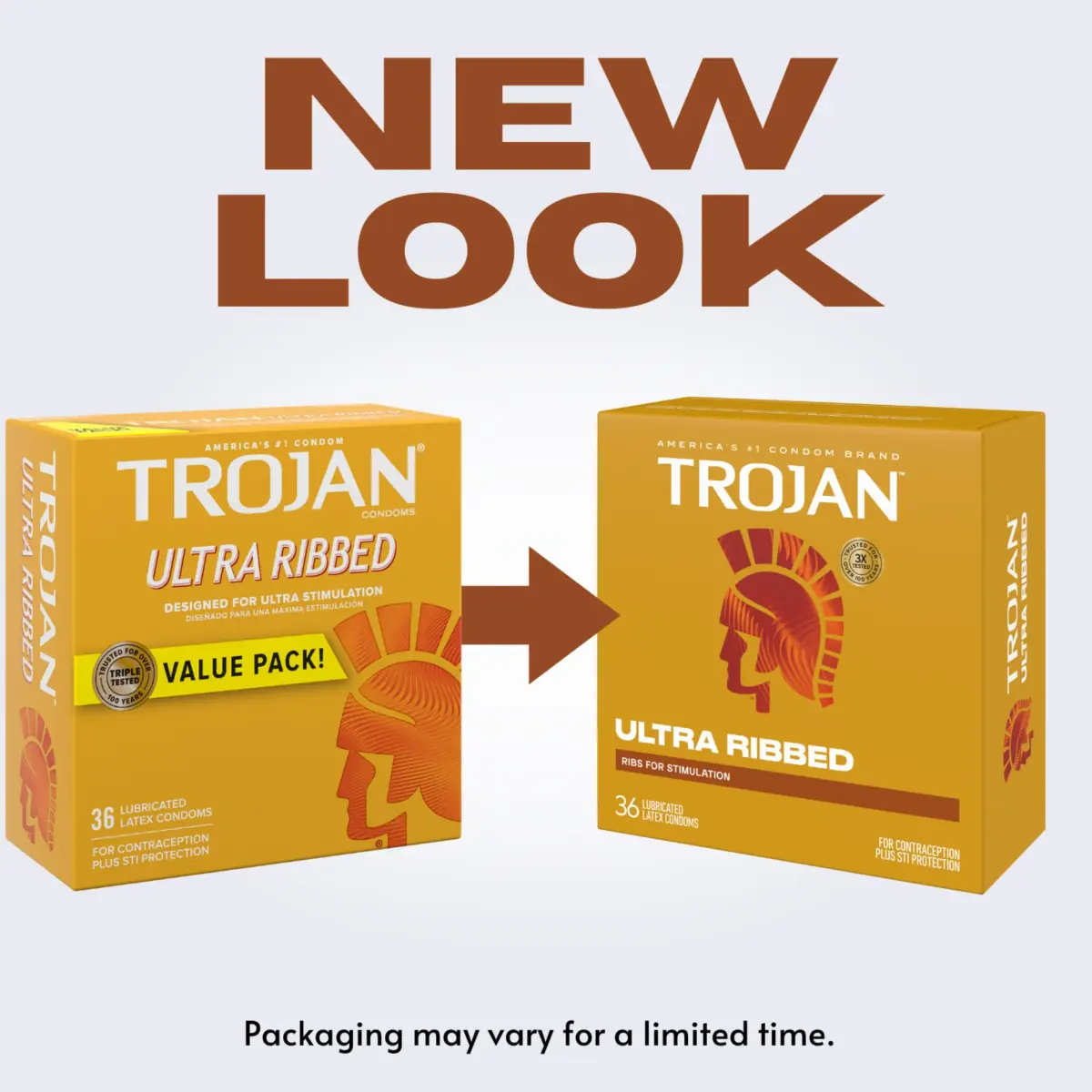 TROJAN Ultra Ribbed Premium Condoms for Ultra Stimulation, 36 Count Pack - view 2