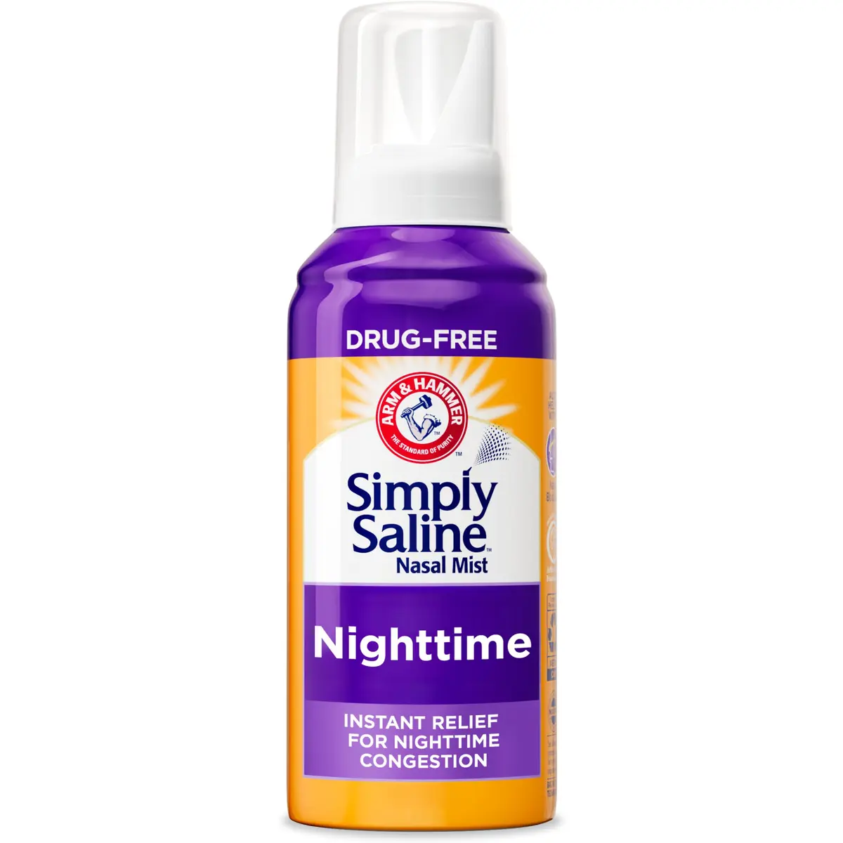 Arm & Hammer Simply Saline Nighttime Nasal Mist 4.6 oz | Drug-Free Congestion Relief for Better Sleep - main product image