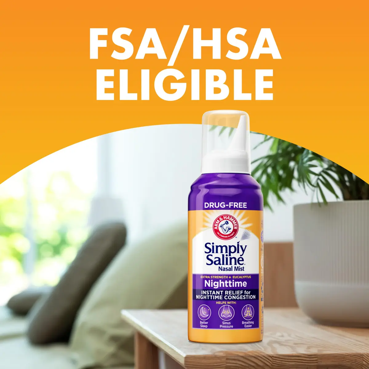 Arm & Hammer Simply Saline Nighttime Nasal Mist 4.6 oz | Drug-Free Congestion Relief for Better Sleep - view 6