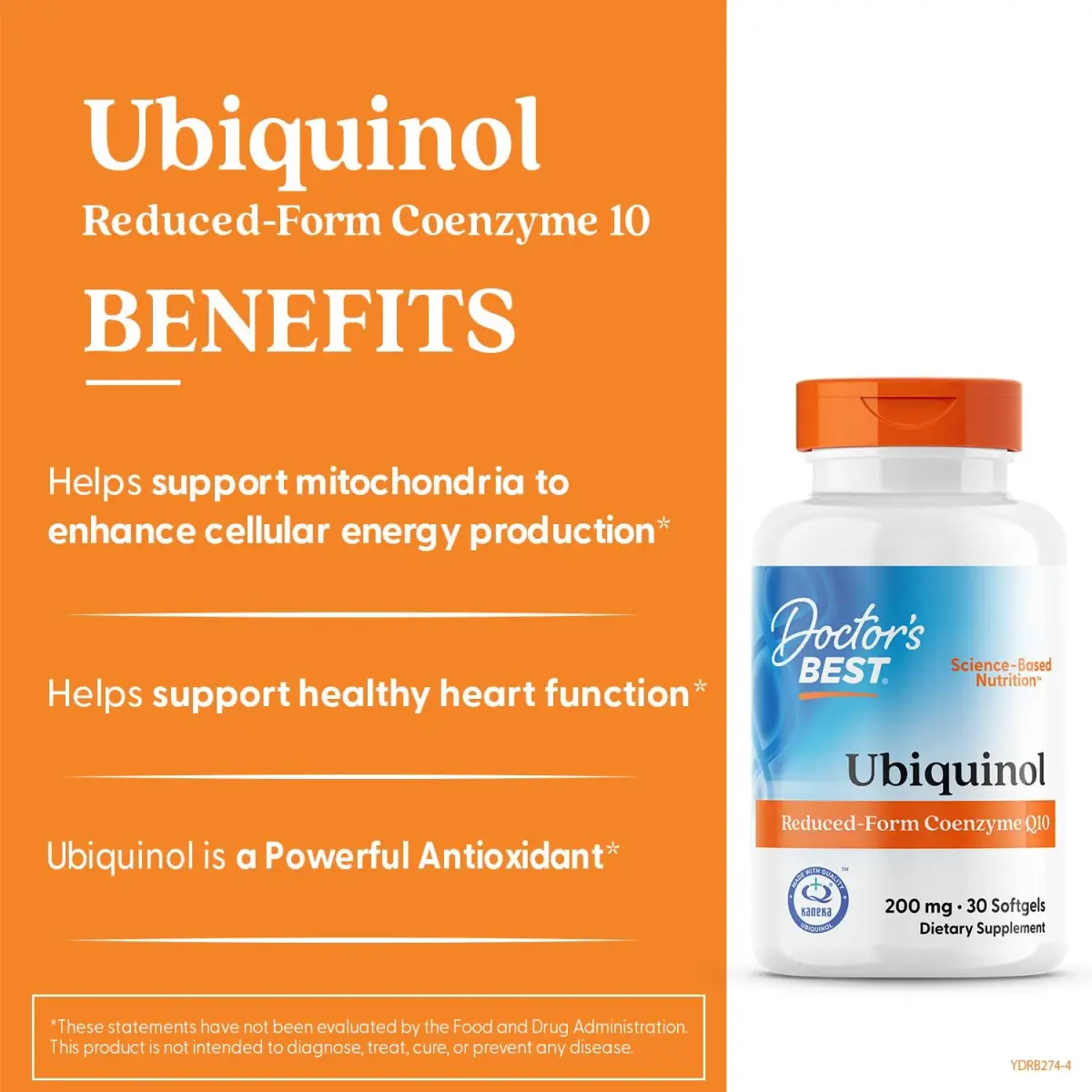 Doctor's BEST Kaneka Ubiquinol 200 mg Softgels (30 Count) | Heart Health & Antioxidant Support - view 2