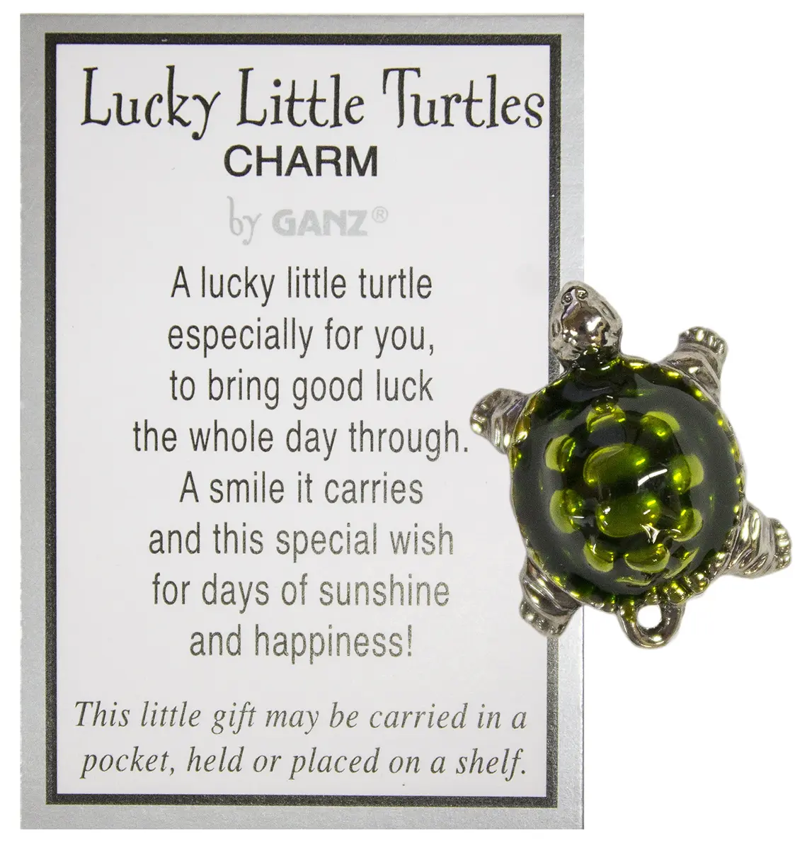 Ganz Lucky Little Turtle Charm with Story Card | 0.38 inch H - main product image