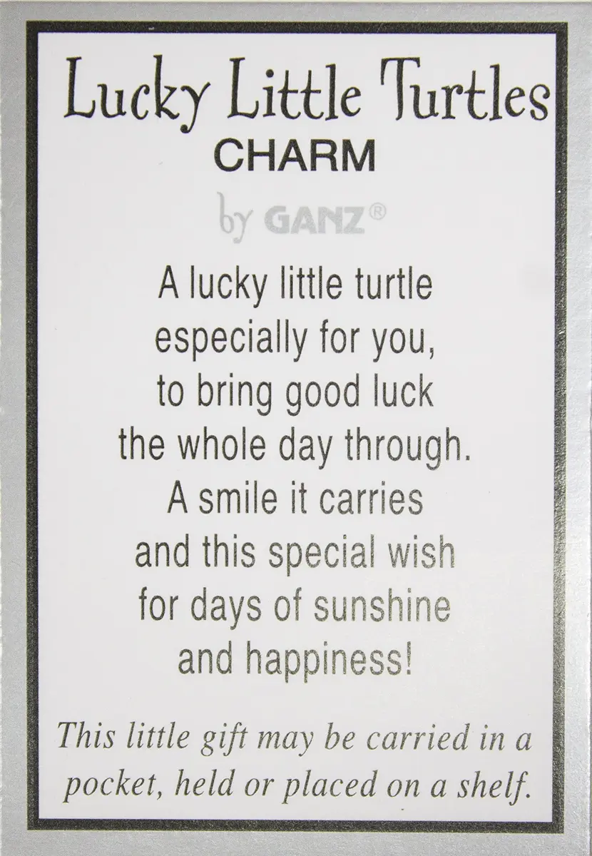 Ganz Lucky Little Turtle Charm with Story Card | 0.38 inch H - view 3