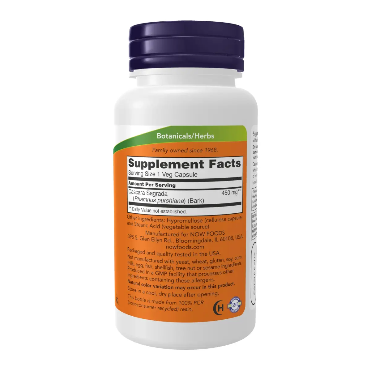 NOW Foods Cascara Sagrada 450 mg Herbal Regularity Supplement 100 Veg Capsules | Promotes Bowel Function - view 2