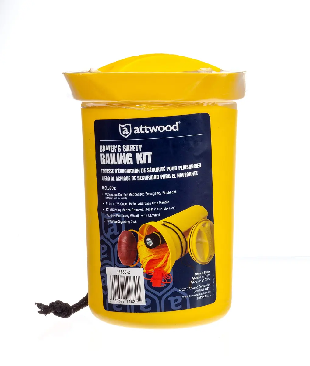 attwood Bailer Safety Kit - Emergency Boating Safety Equipment | Includes Flashlight, Whistle & Floatable Line - view 5