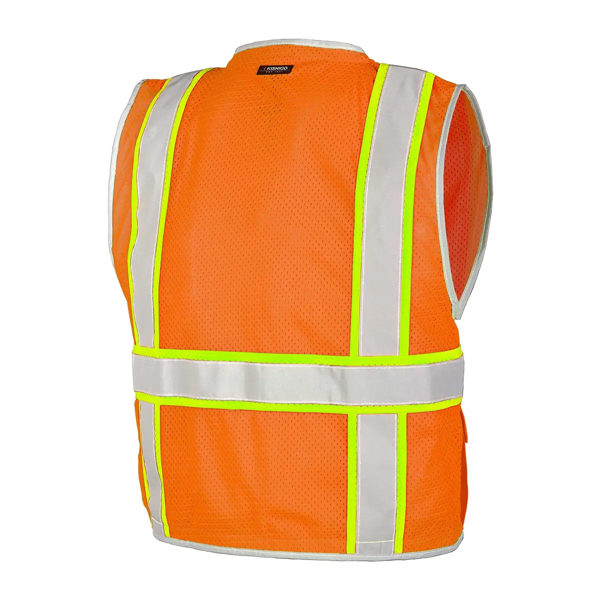 Kishigo Premium Brilliant Series Heavy Duty Unisex Safety Vest 1511 | ANSI Class 2, 6 Pockets, Orange, 3X - view 2