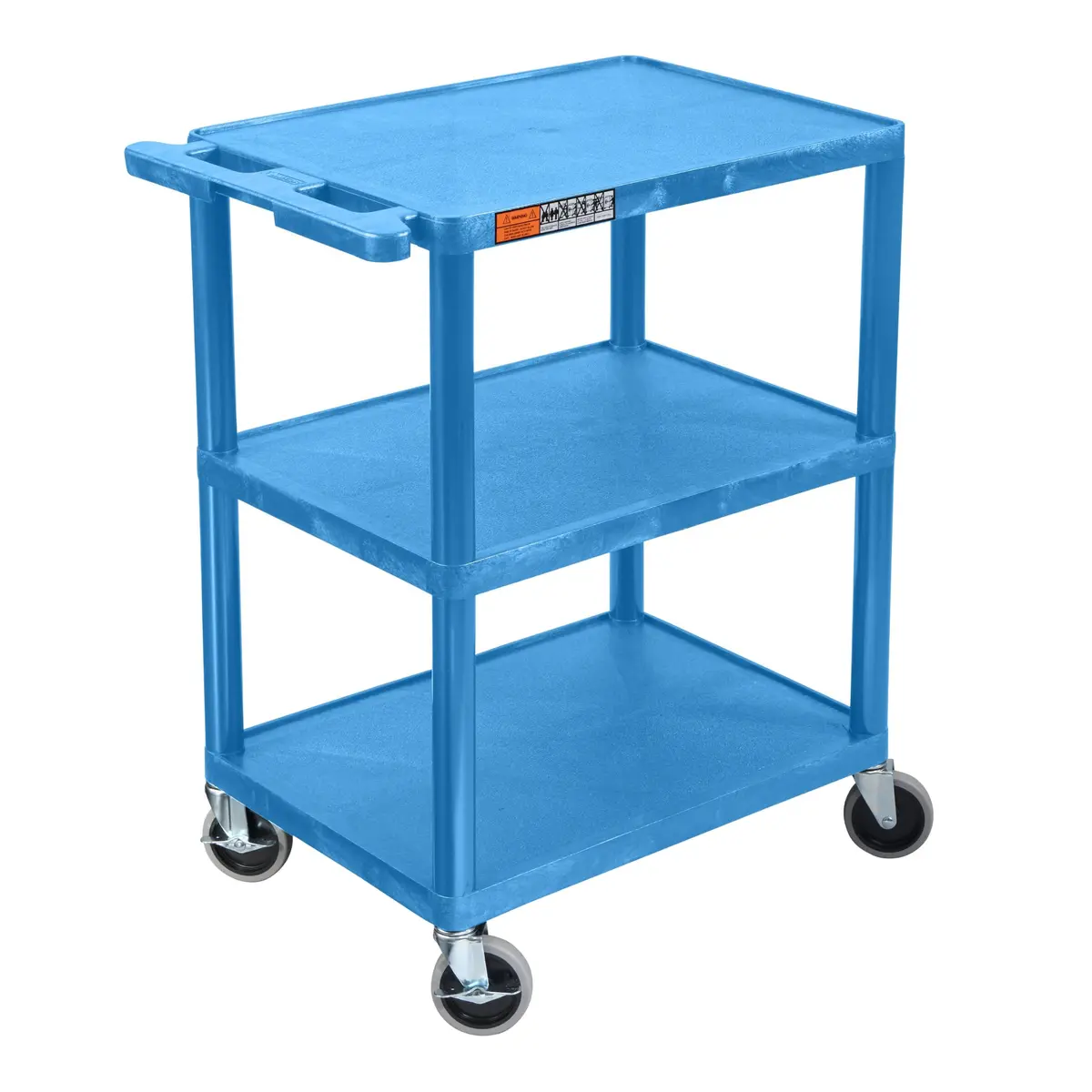 Luxor HE34-BU Utility Cart - 3 Shelves Structural Foam Plastic | Durable Office & Classroom Organizer - main product image