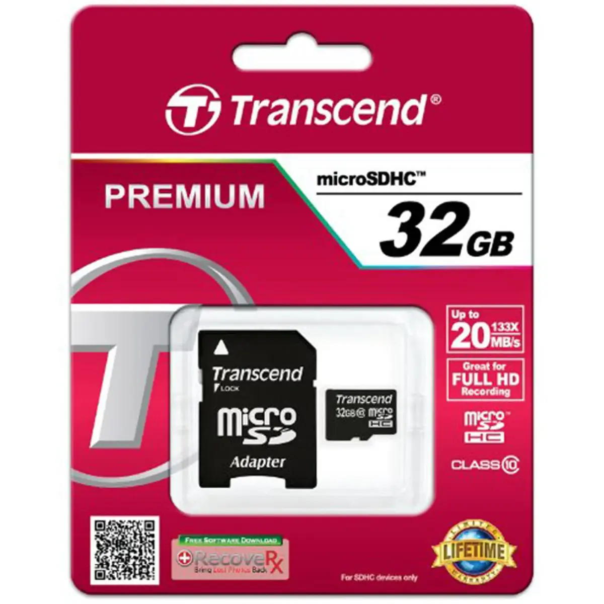 Transcend 32GB microSDHC Class 10 Memory Card with Adapter - 30 MB/s Write Speed - view 3