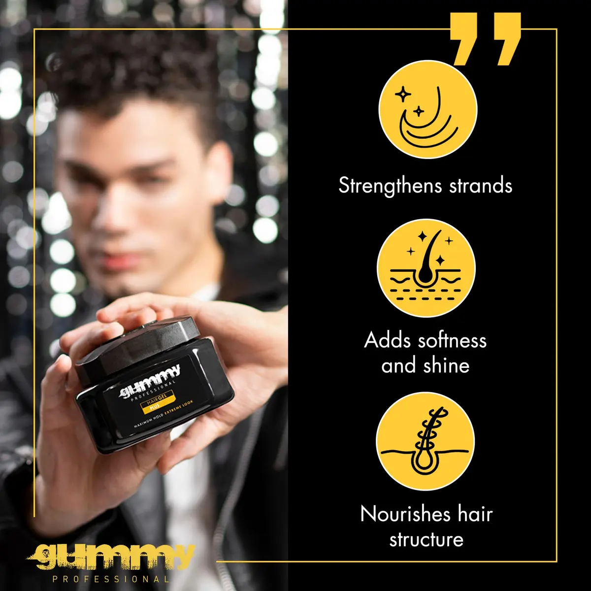Gummy Plus Hair Gel – Strong Hold, Clear Natural Shine, 220 ml | Alcohol-Free, Versatile Styling - view 4