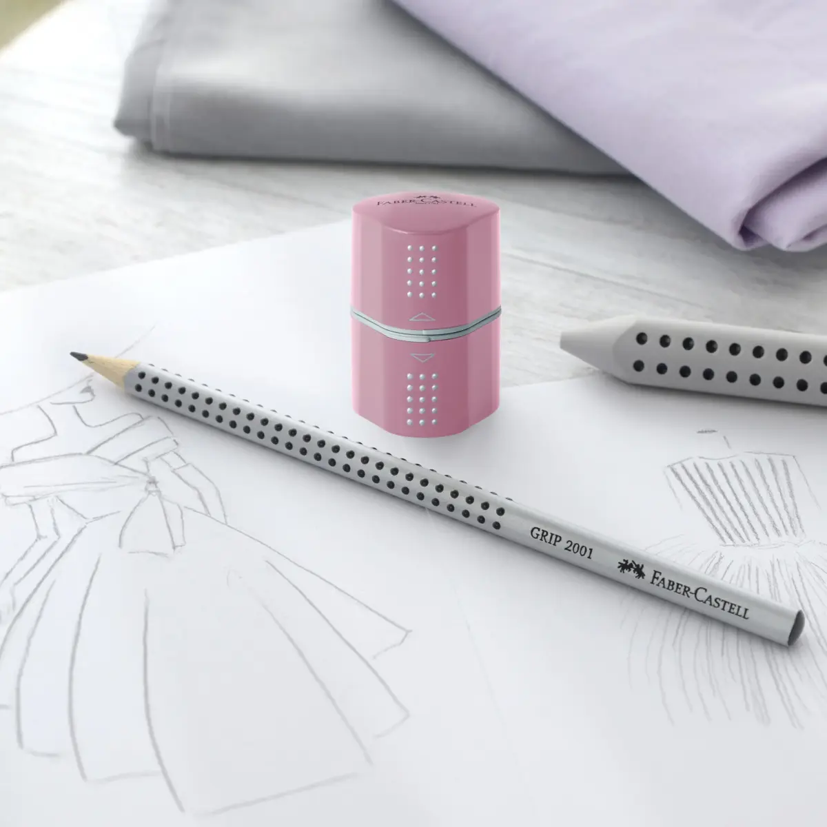 Faber-Castell Grip Trio Pencil Sharpener Rose Shadows | 3-in-1 Manual Sharpener for Graphite, Color, Jumbo Pencils - view 7