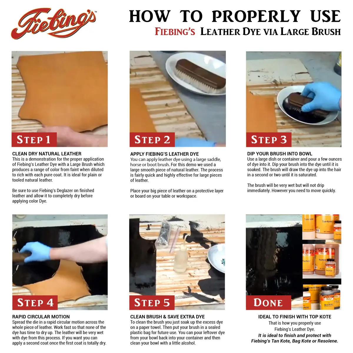 Fiebing's Leather Dye 4oz Light Tan - Alcohol-Based Penetrating Dye for Leather & Wood - view 4