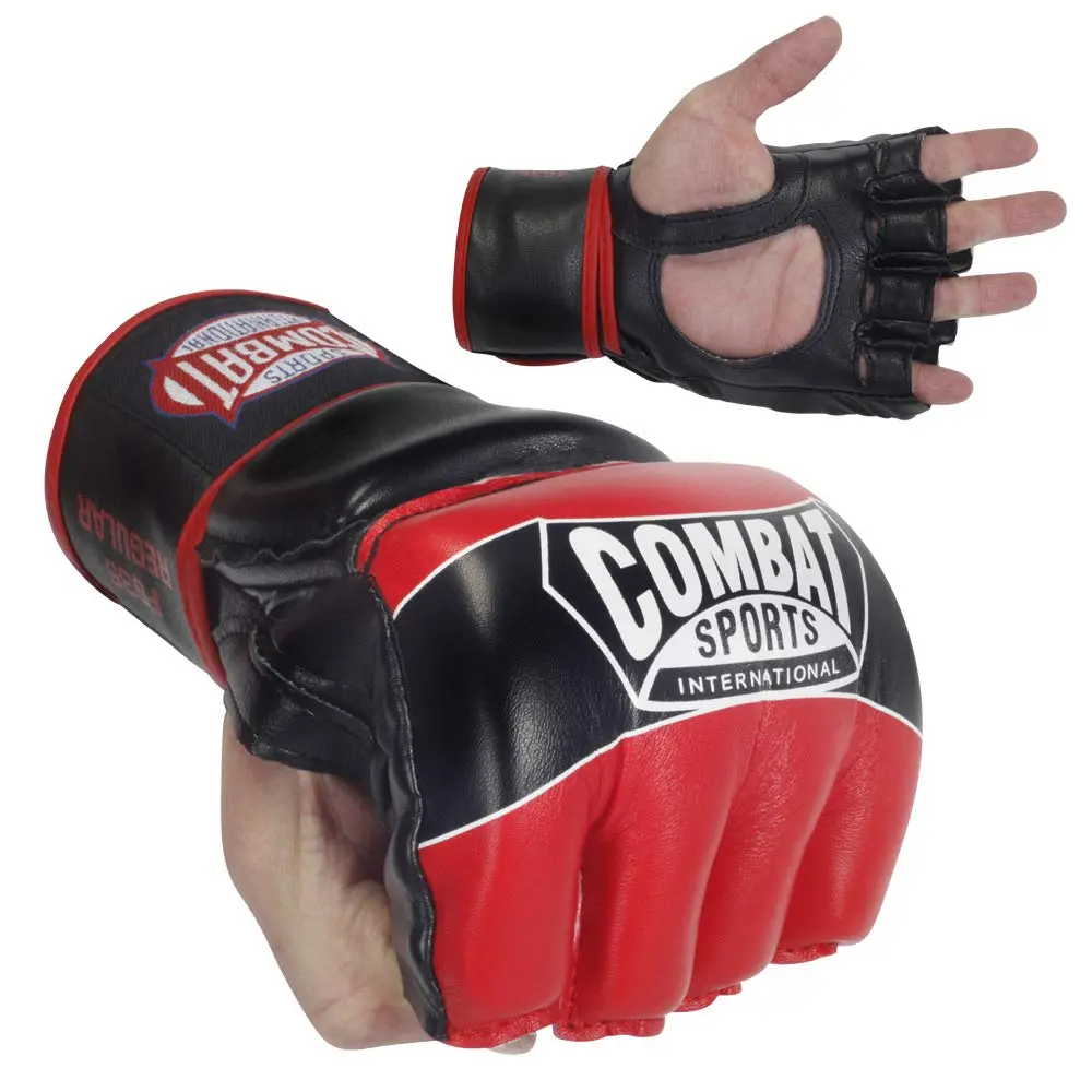 Combat Sports Pro Style Grappling MMA Gloves (Black, Medium) | Open-Palm, 5oz, Synthetic Leather - view 7