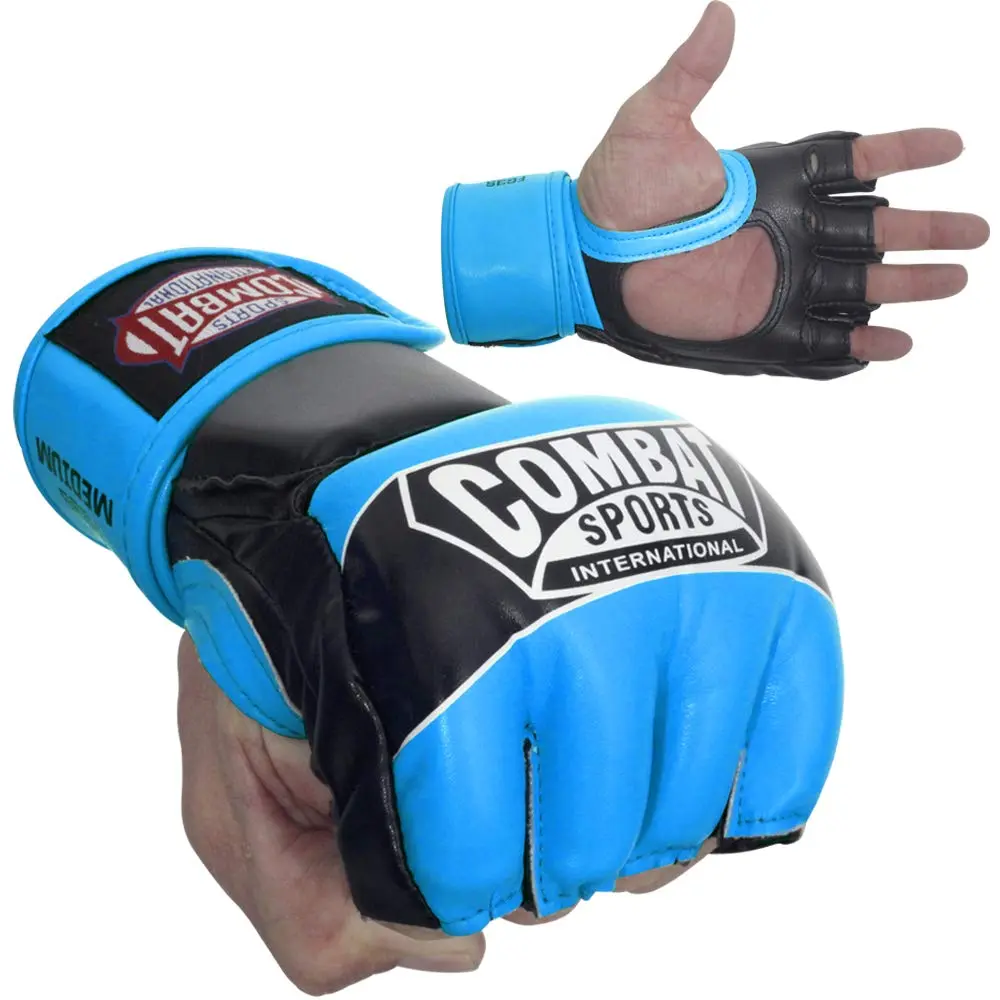 Combat Sports Pro Style Grappling MMA Gloves (Black, Medium) | Open-Palm, 5oz, Synthetic Leather - view 9