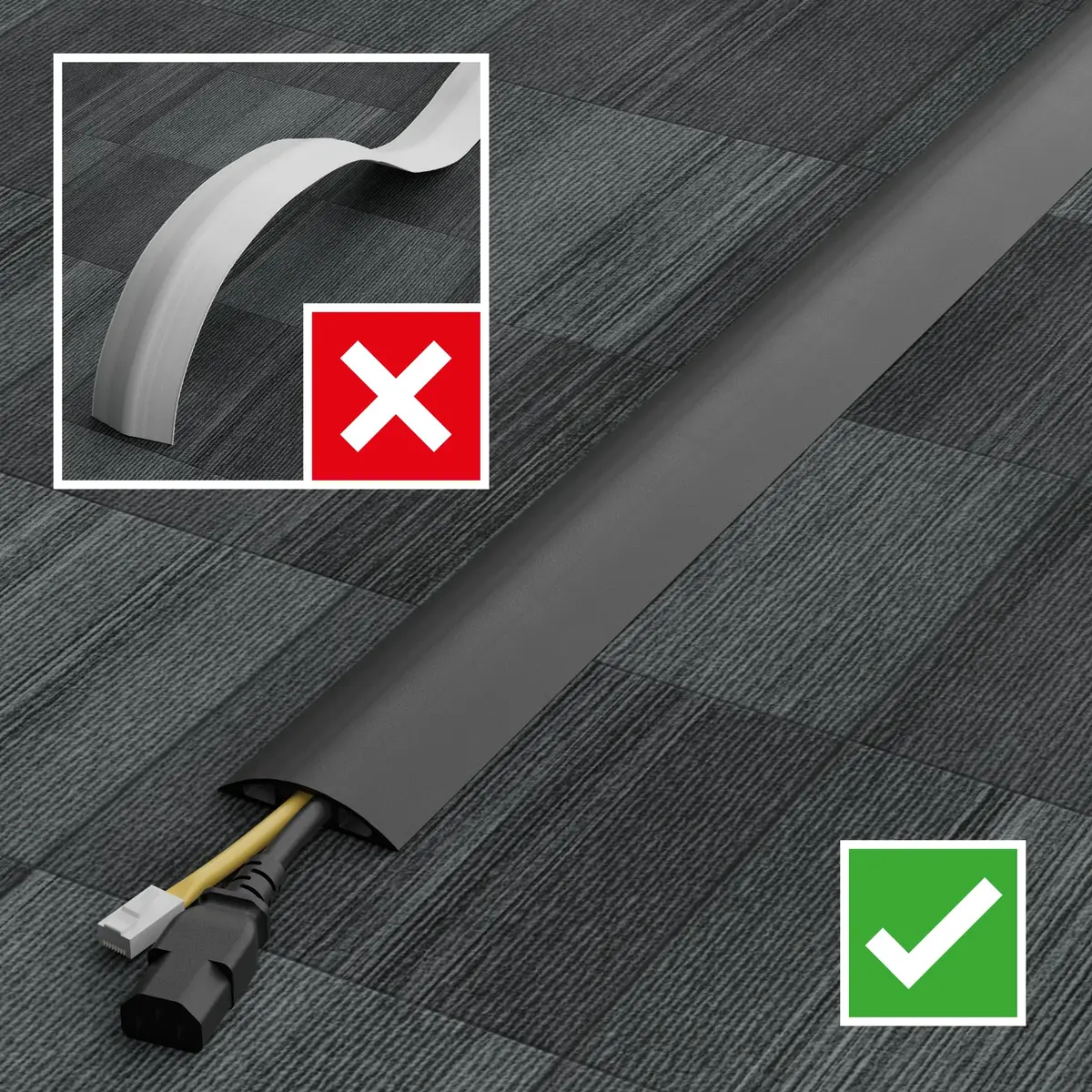 D-Line 6ft Floor Cord Cover Cable Protector 1.6m (6ft) | Heavy Duty PVC Cable Management for Offices and Homes - view 7