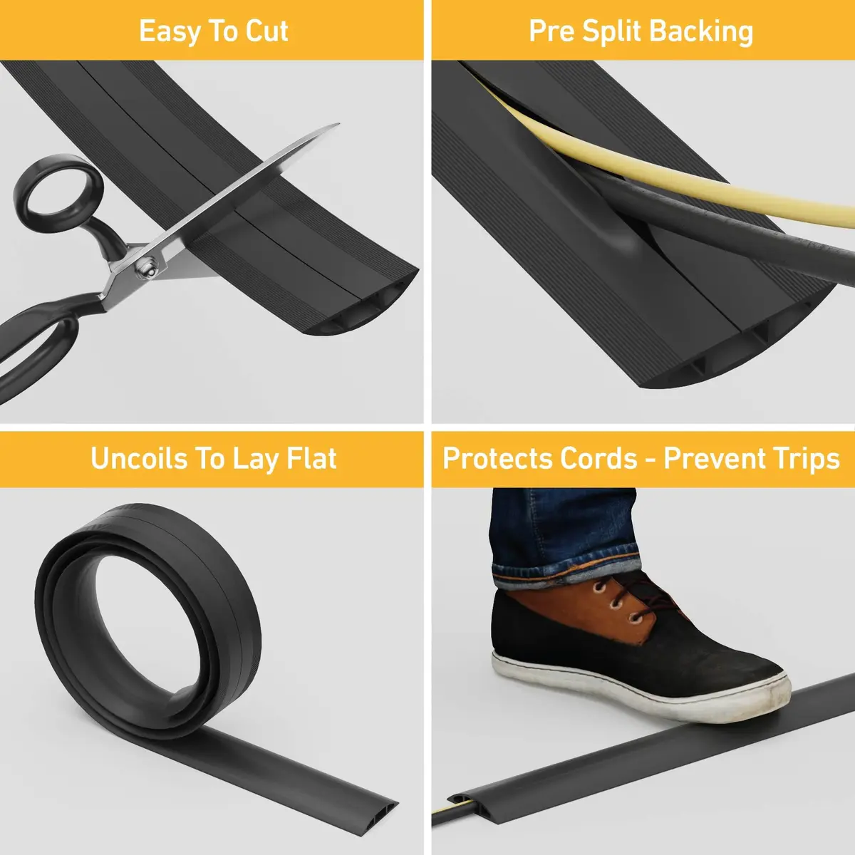 D-Line 6ft Floor Cord Cover Cable Protector 1.6m (6ft) | Heavy Duty PVC Cable Management for Offices and Homes - view 2