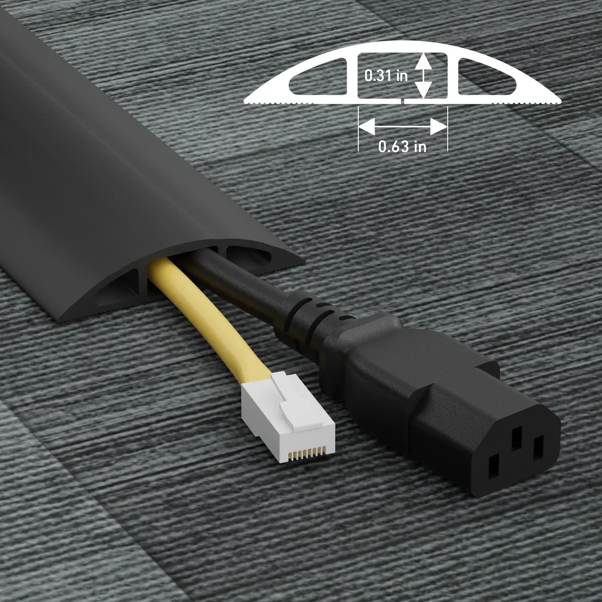 D-Line 6ft Floor Cord Cover Cable Protector 1.6m (6ft) | Heavy Duty PVC Cable Management for Offices and Homes - view 3