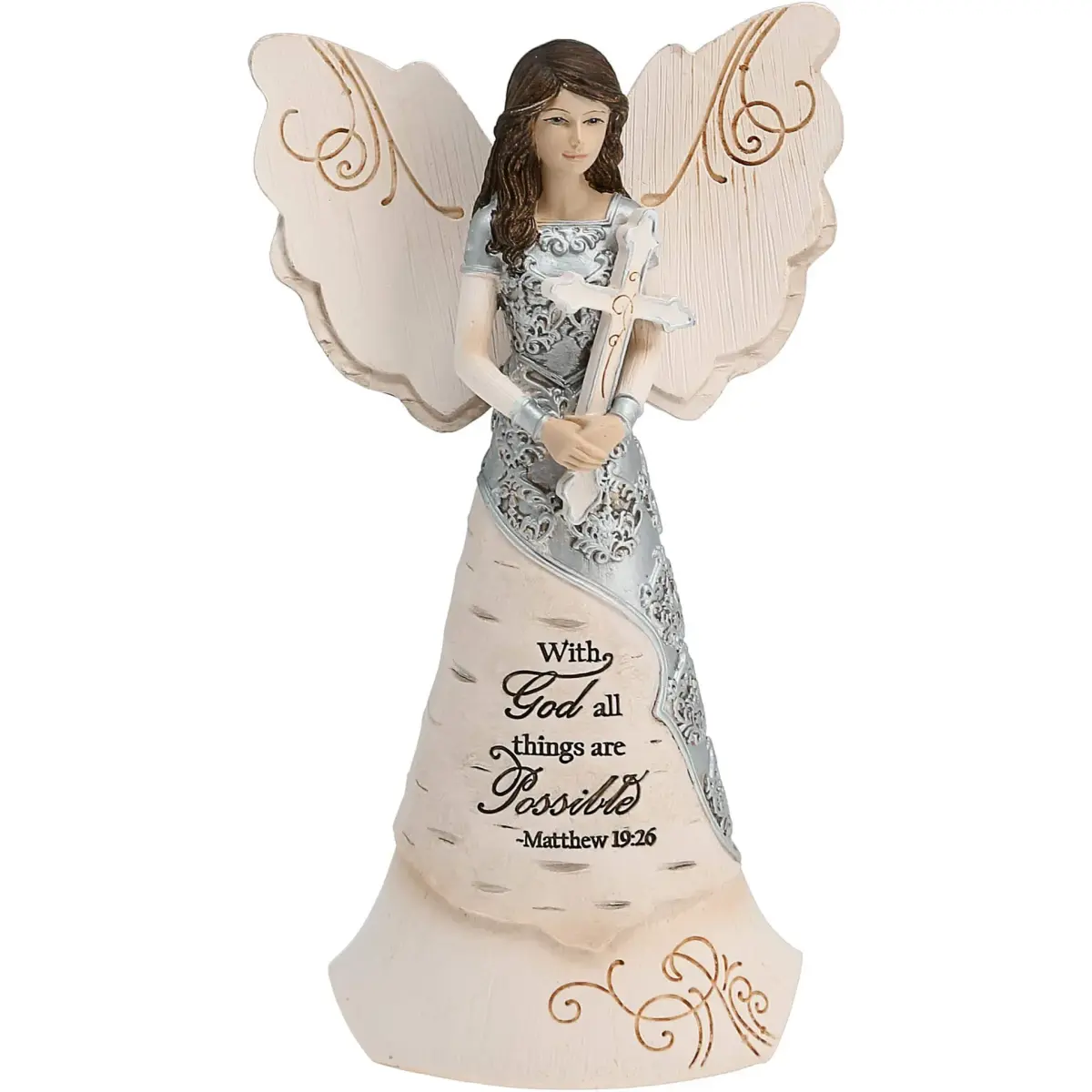 Pavilion Elements Faith Angel Figurine 16.51 cm (6.5-Inch) Holding Cross | Religious Home Décor Accent - main product image