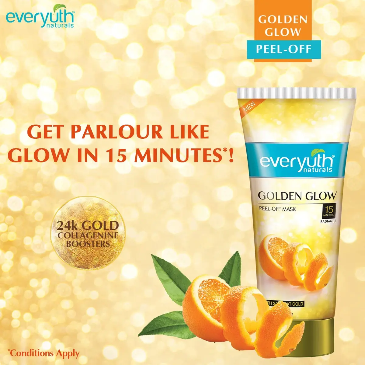 Everyuth Natural Advanced Golden Glow Peel Off Mask 90 g (3.17 oz) | Instant Glow Skin Treatment - view 5